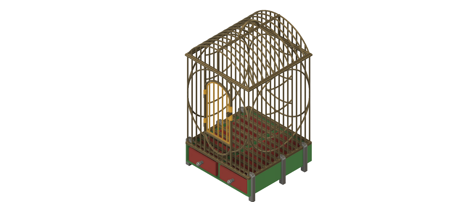 STL file House Style Economy bird cage for finches, canaries, parakeets ...